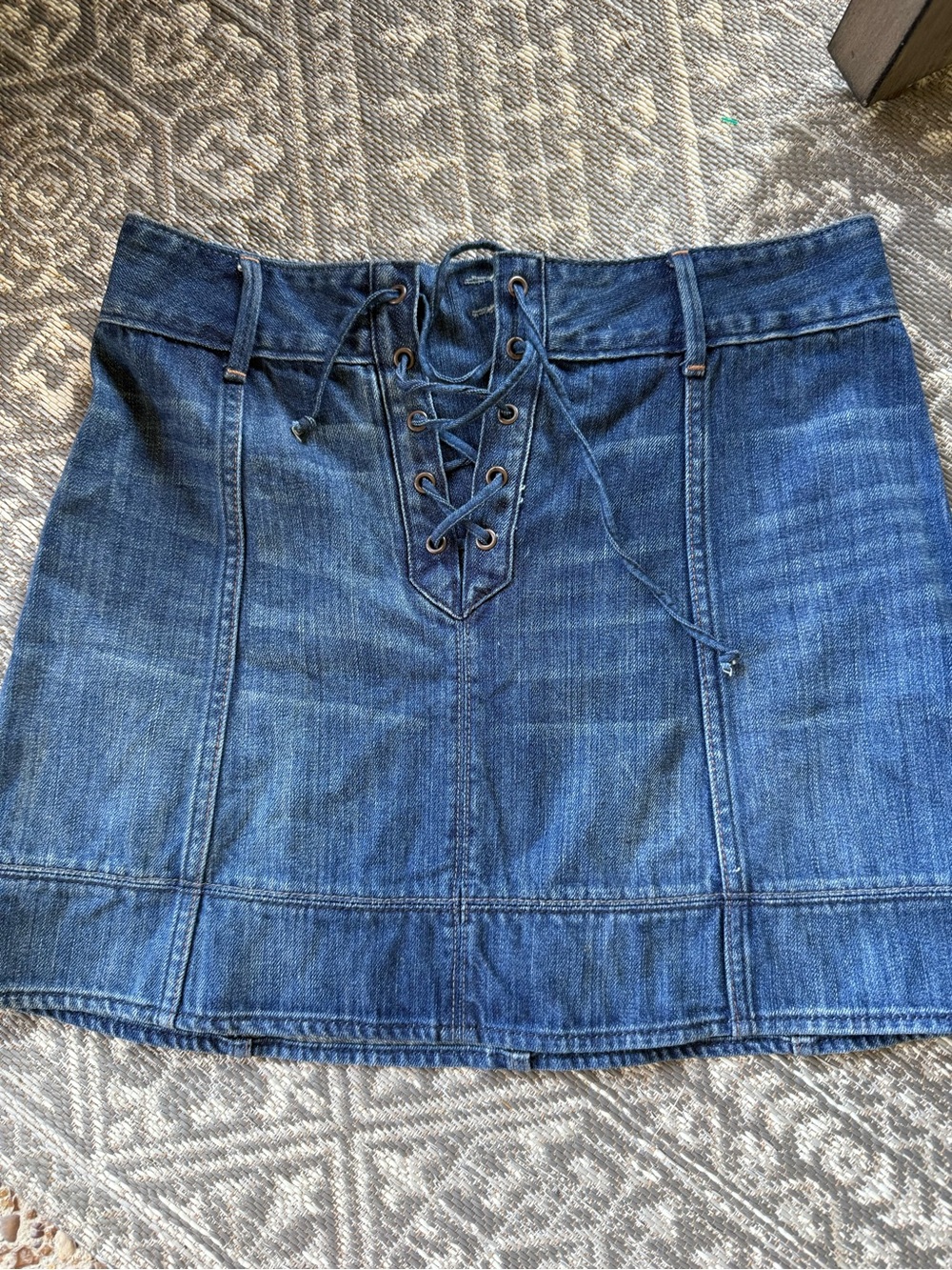 Abercrombie & Fitch Dark Blue Lace-Up Denim Mini Skirt- size 6